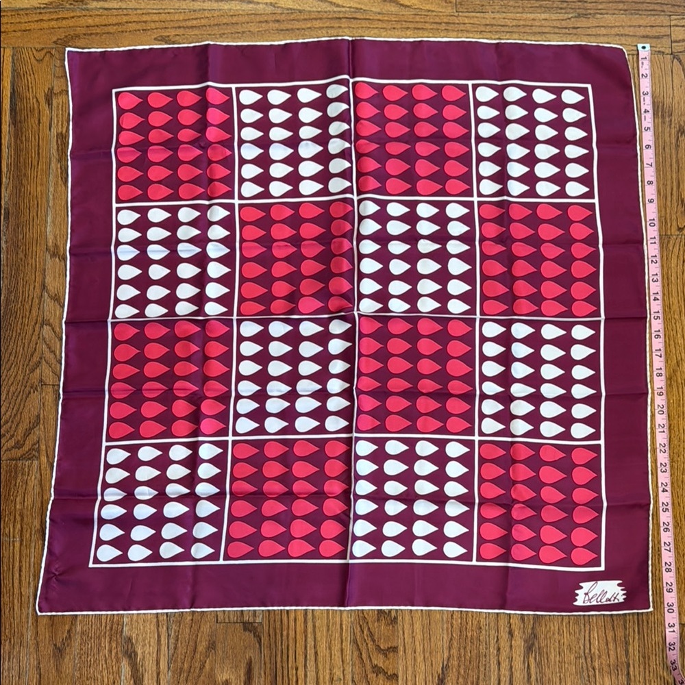 Vintage silk - Elegant Maroon and Pink Scarf by Bellotti